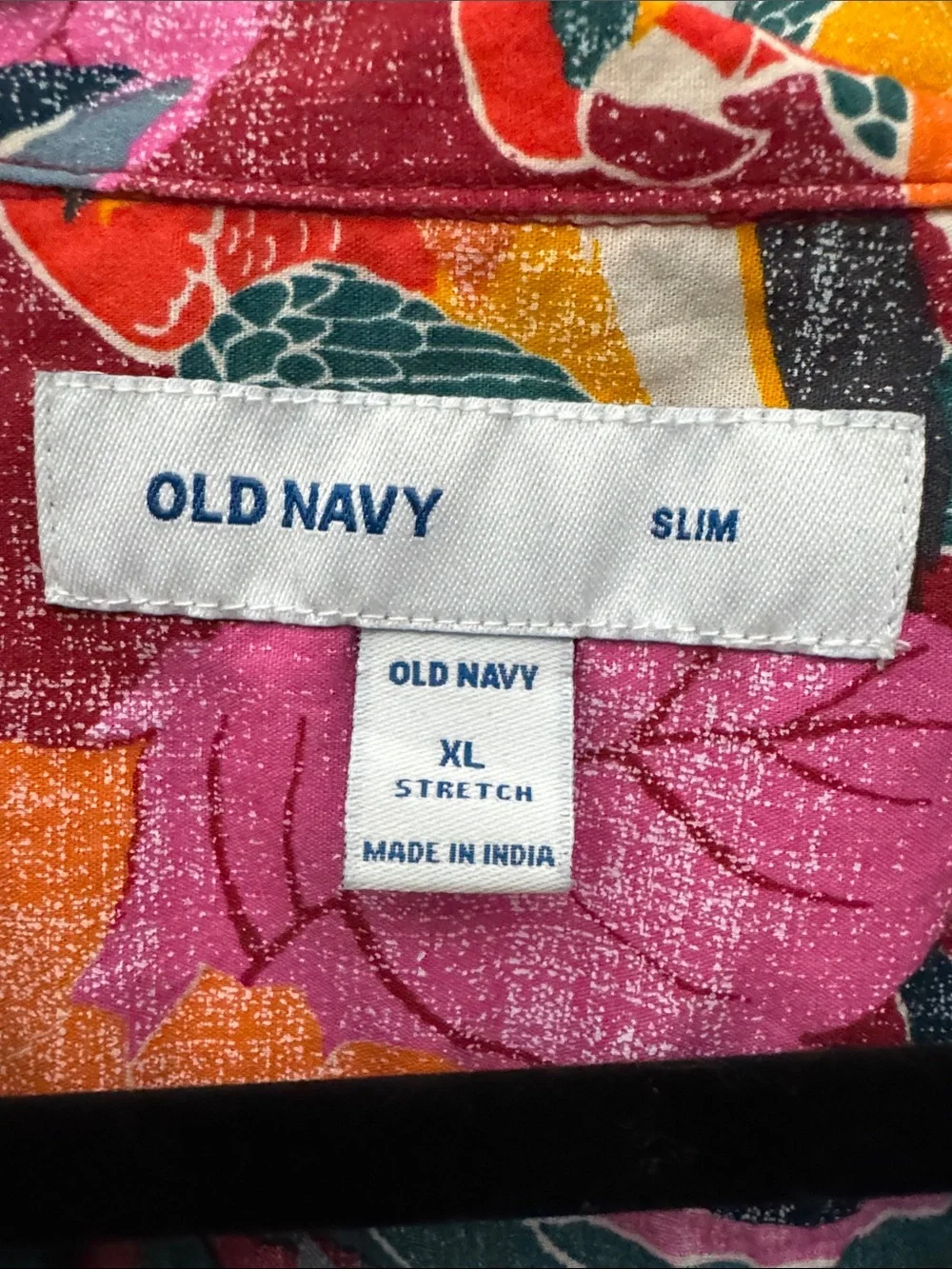 Old Navy Resort Shirt Slim Short Sleeve Button Front Camp Floral Print Size XL
